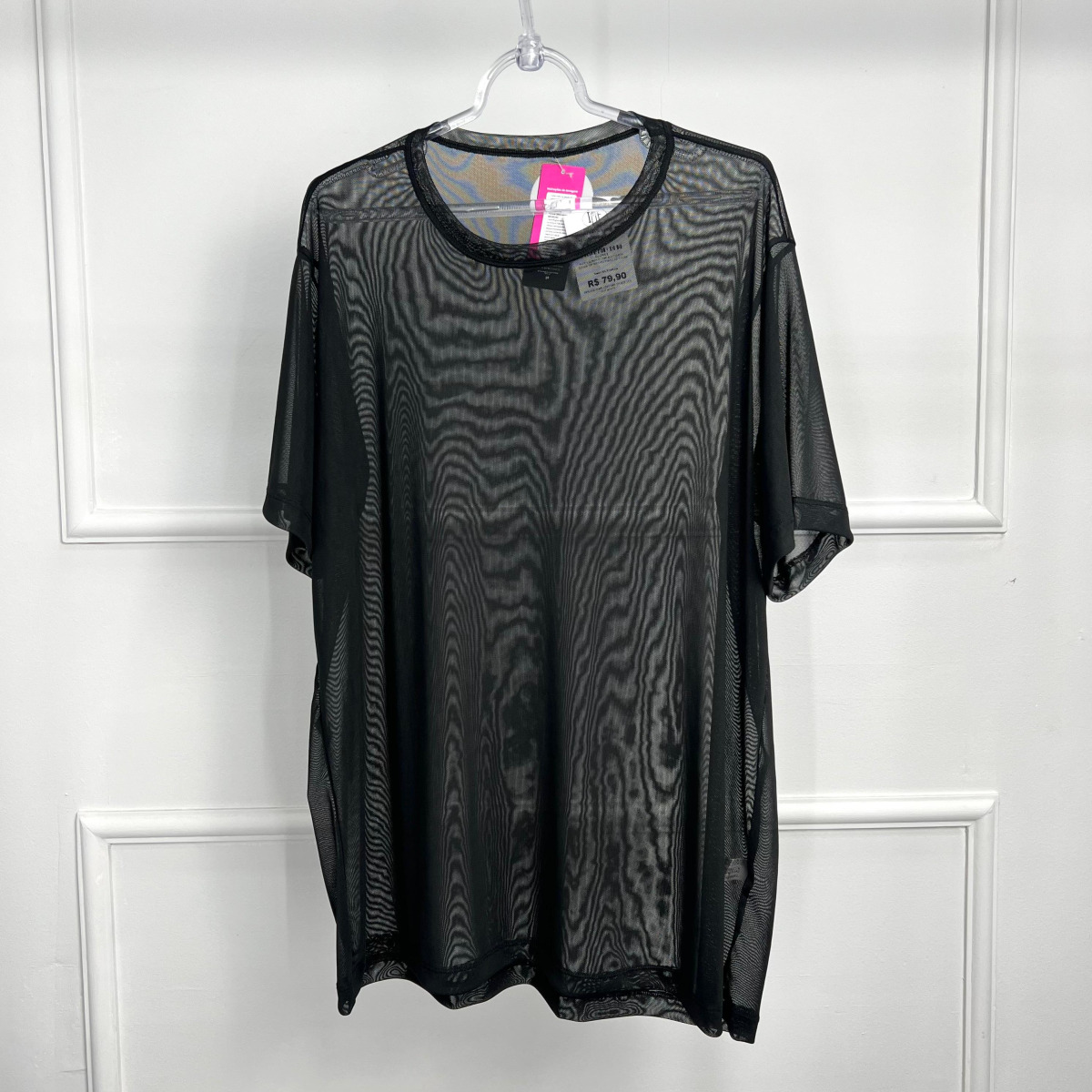 Camisetao plus de tule - preto - g1