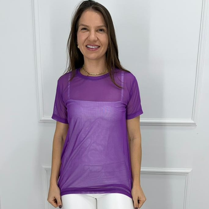 Camisetao de tule - purple - p/m