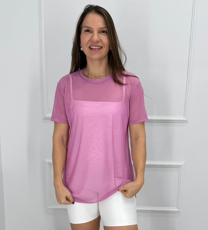 Camisetao de tule rosa melissa p/m