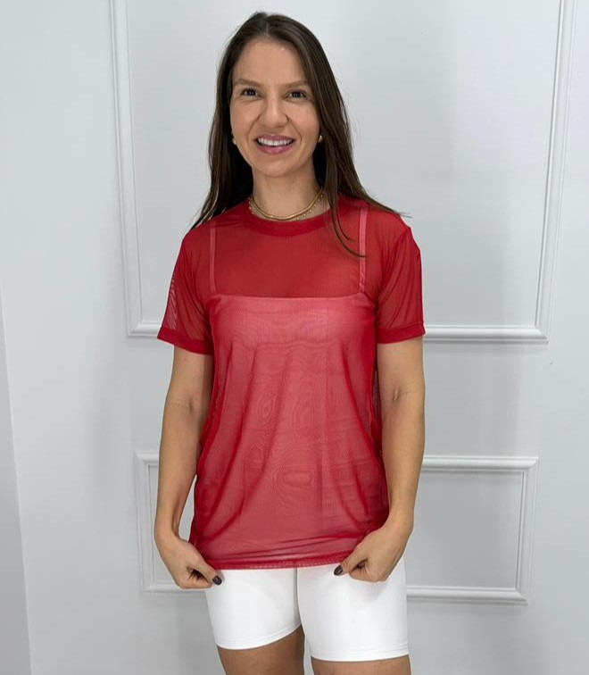 Camisetao de tule cereja p/m