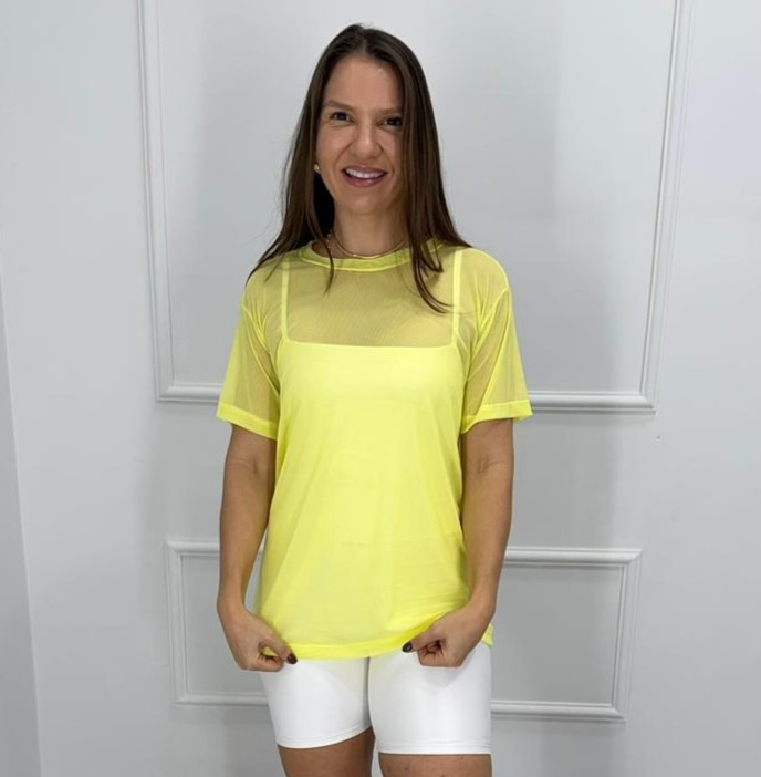 5545 camisetao de tule amarelo p/m