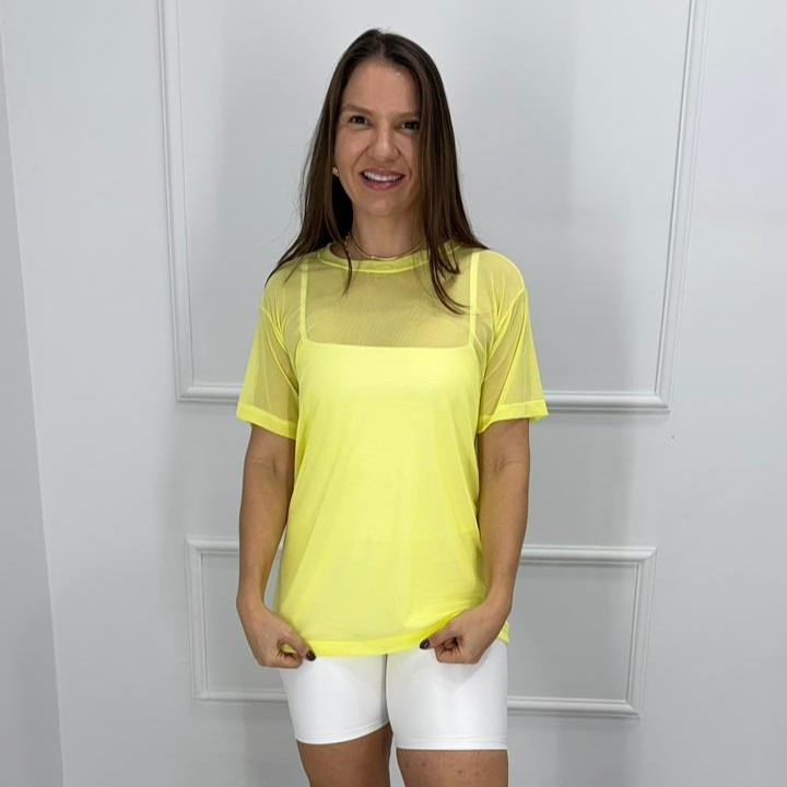 Camisetao de tule - amarelo - p/m