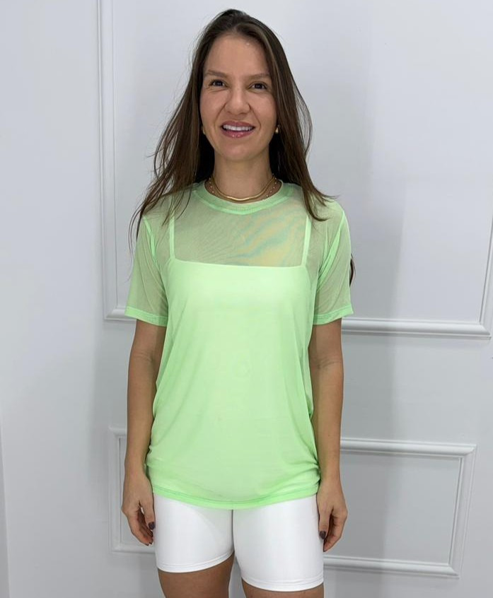 Camisetao de tule maca verde p/m