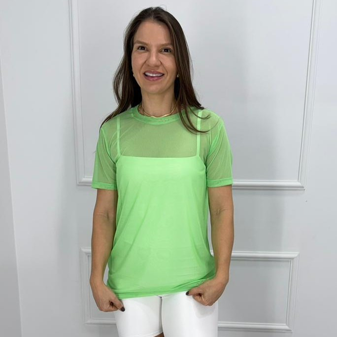 Camisetao de tule - verde - p/m