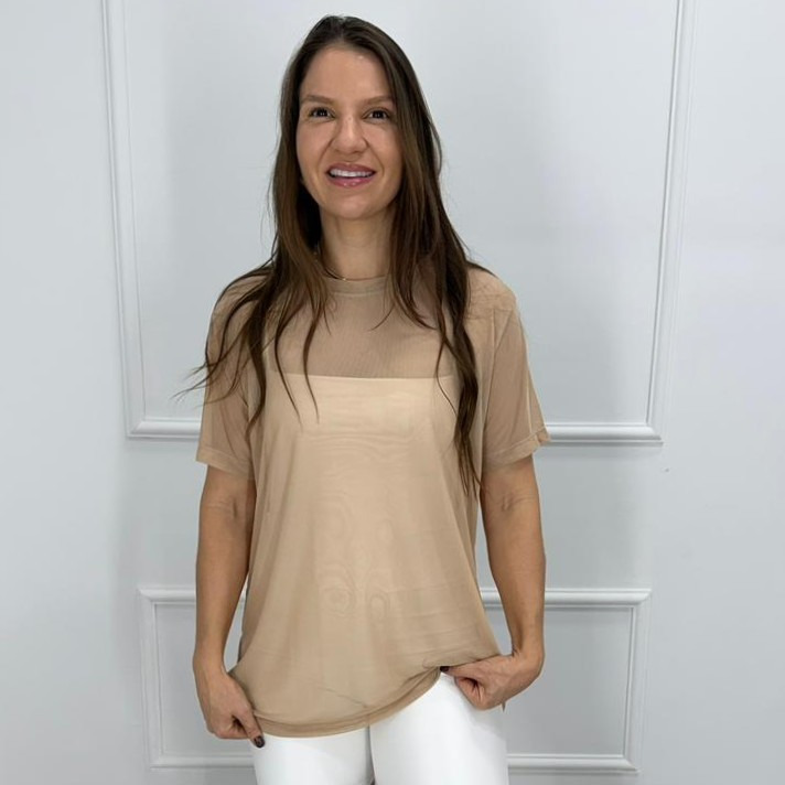 Camisetao de tule - chocolate - g/gg