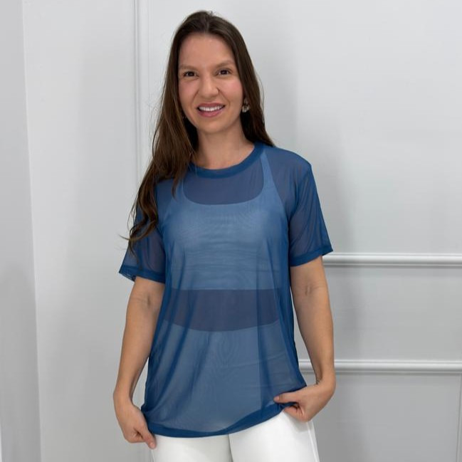 Camisetao de tule - azul atalaia - g/gg