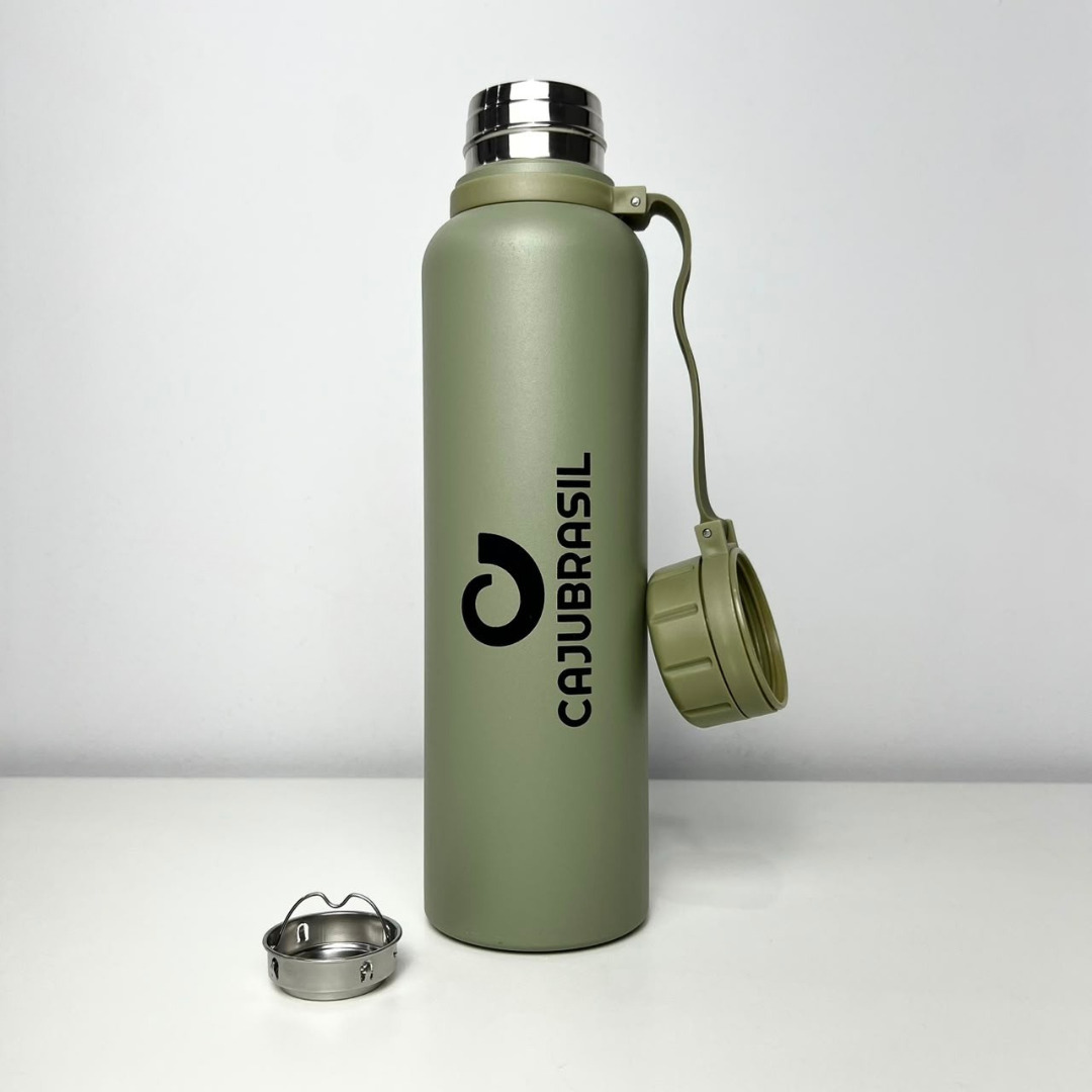 Garrafa térmica - caju brasil - 1 litro - verde croco