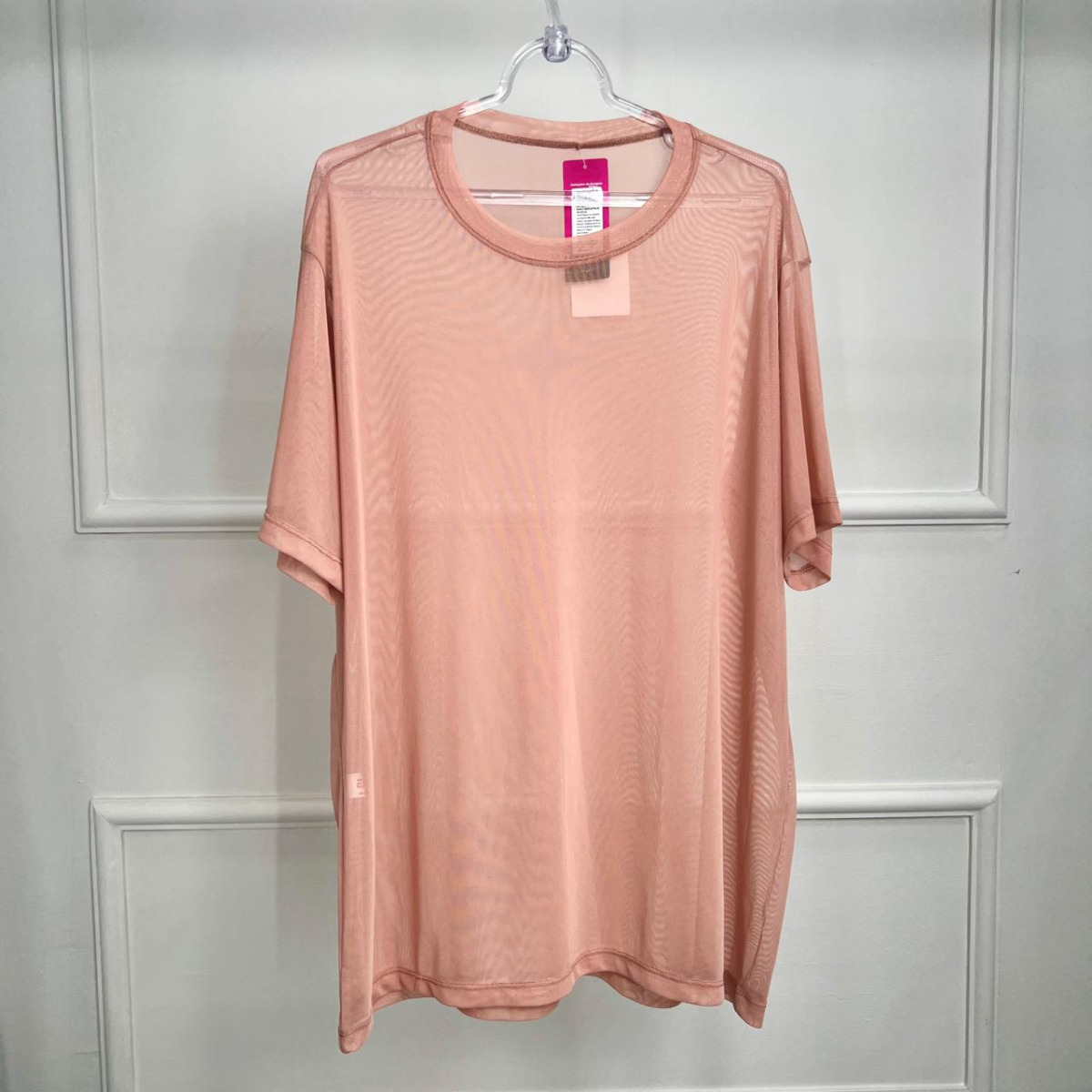 Camisetao plus de tule liso - rose - g1