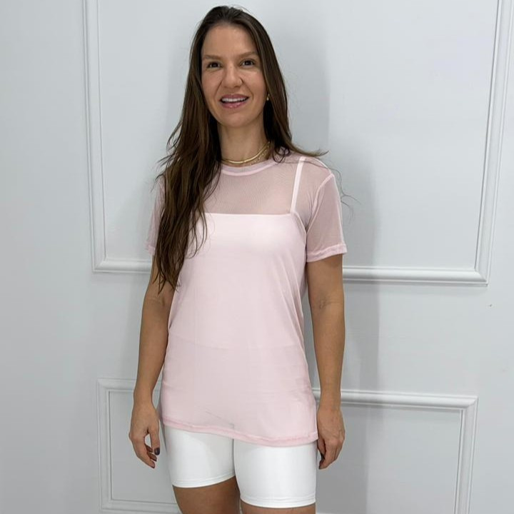 Camisetao de tule - rosa - g/gg