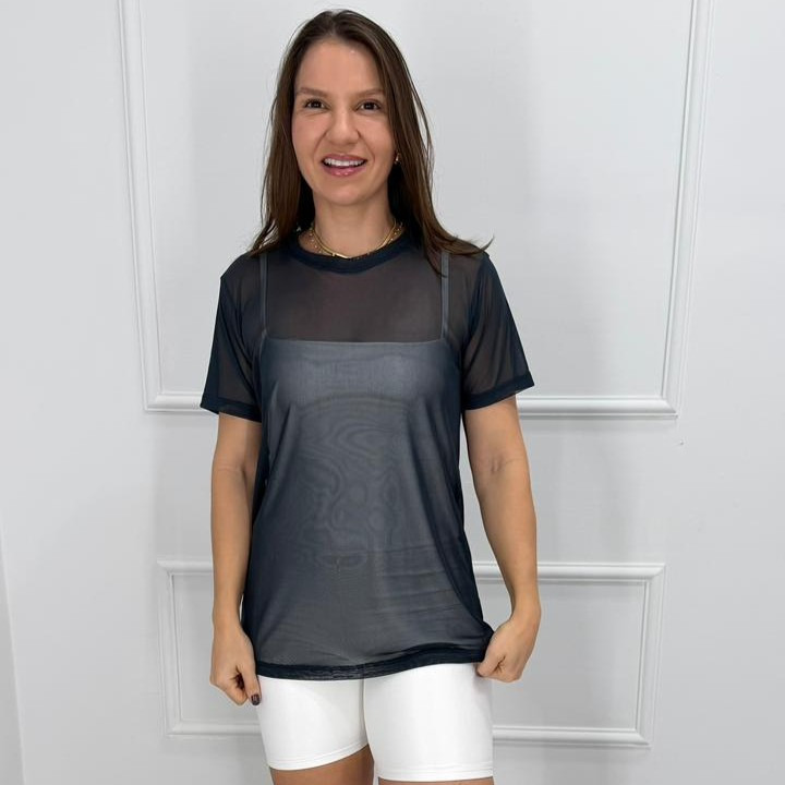 Camisetao de tule - azul noturno - g/gg