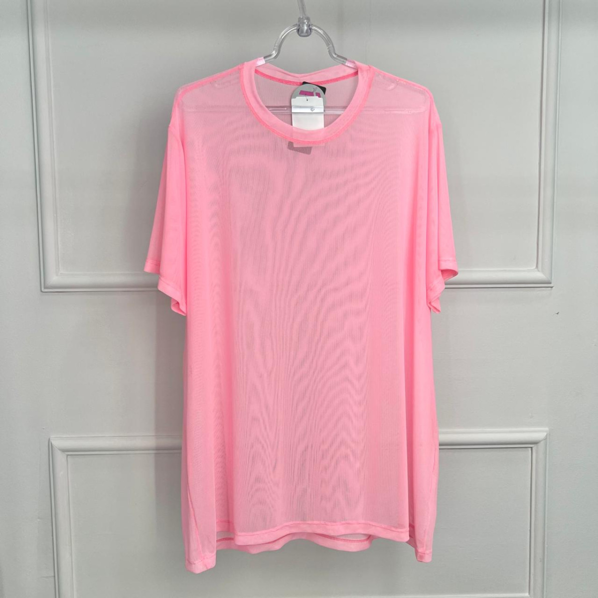 Camisetao plus de tule liso - rosa pantera - g1