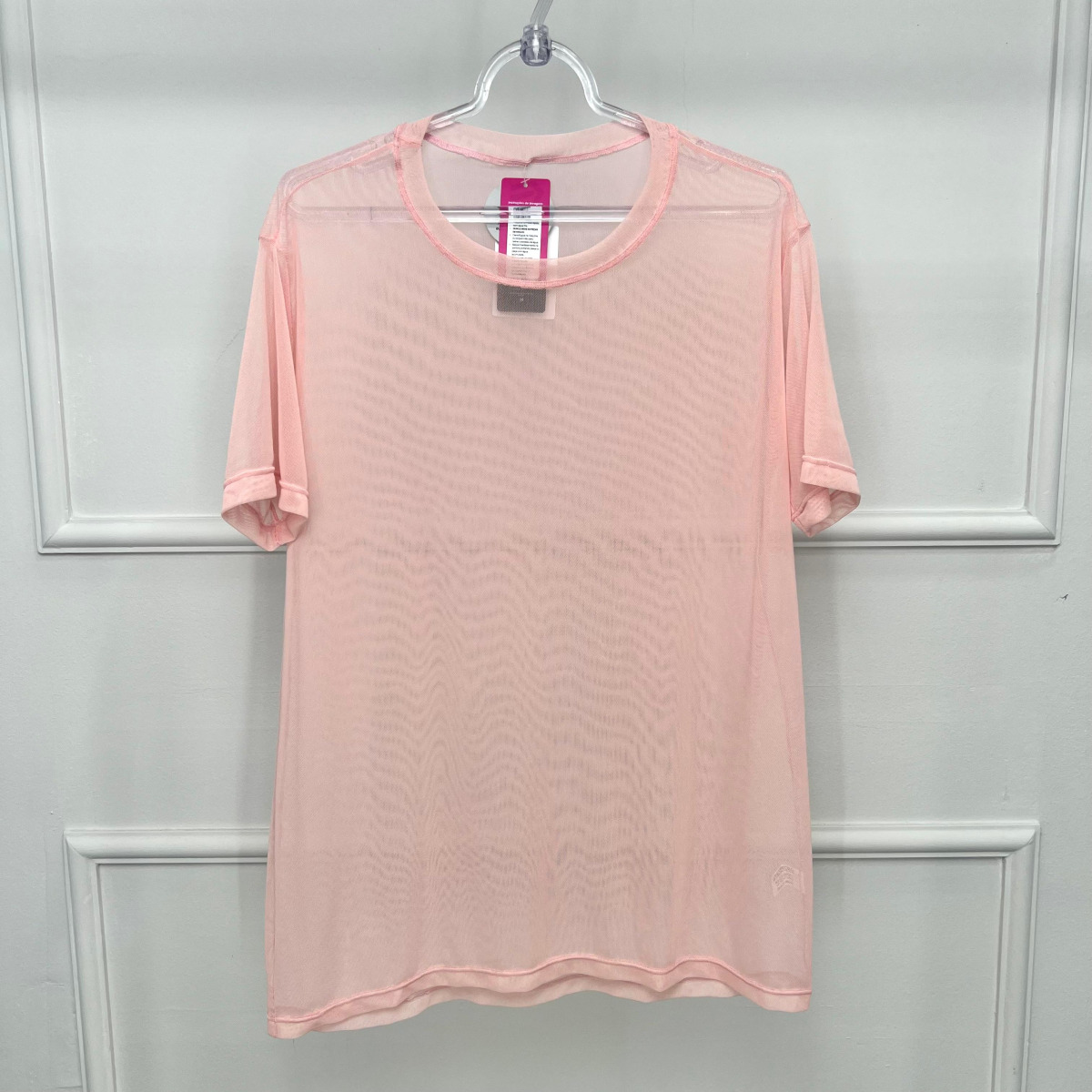 Camisetao plus de tule liso - rosa - g1