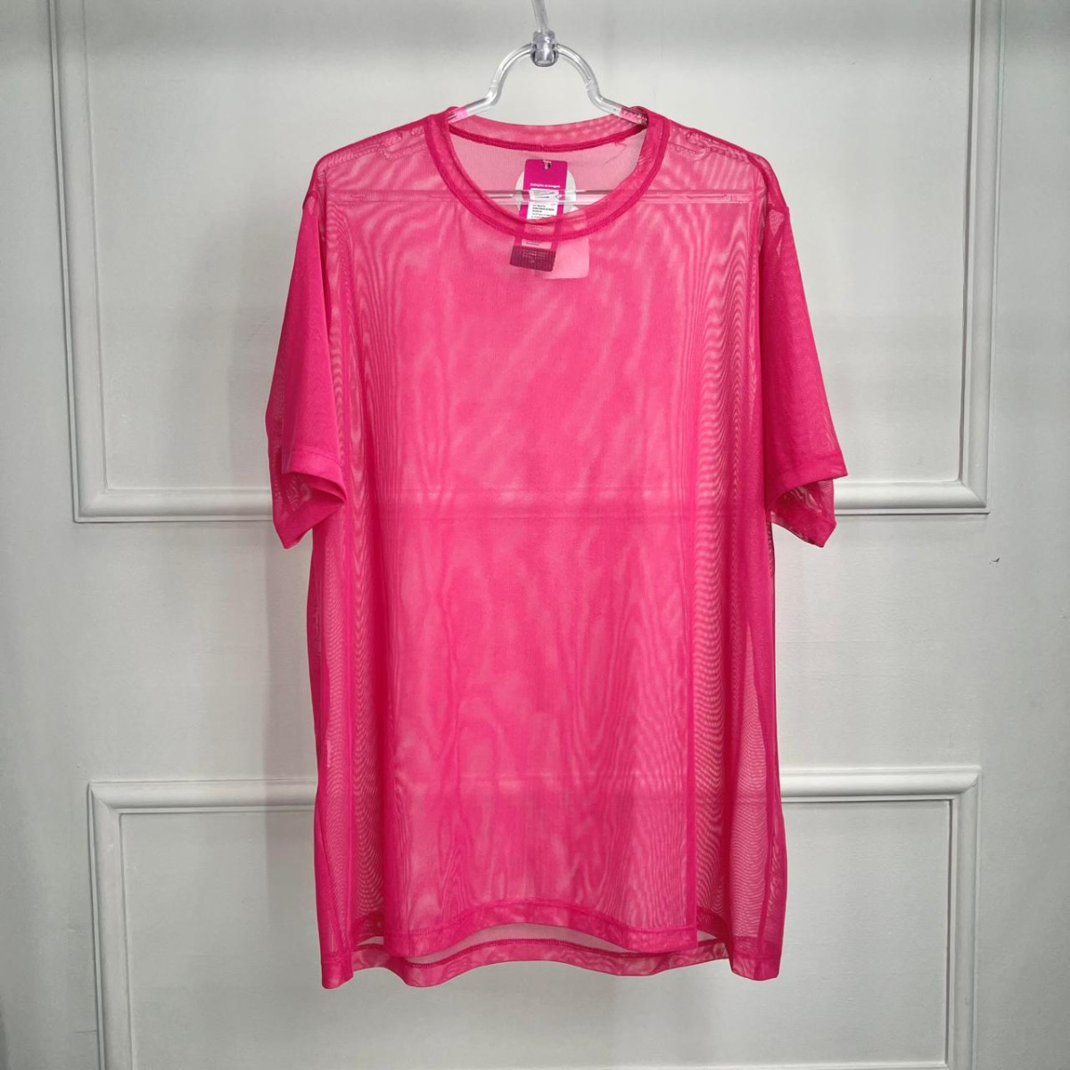 Camisetao plus de tule liso - pink - g1