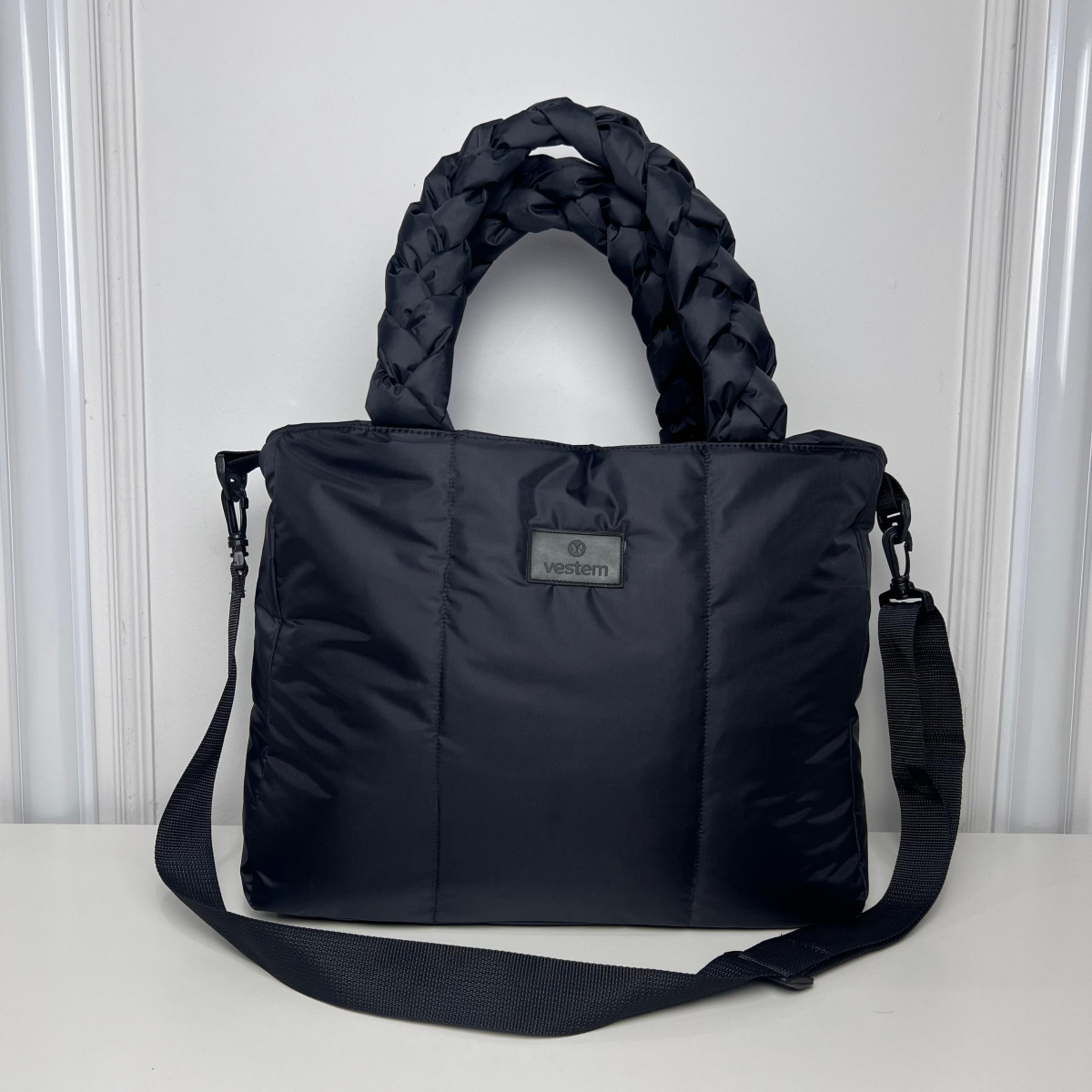 Bolsa trança matelassê - vestem - preto