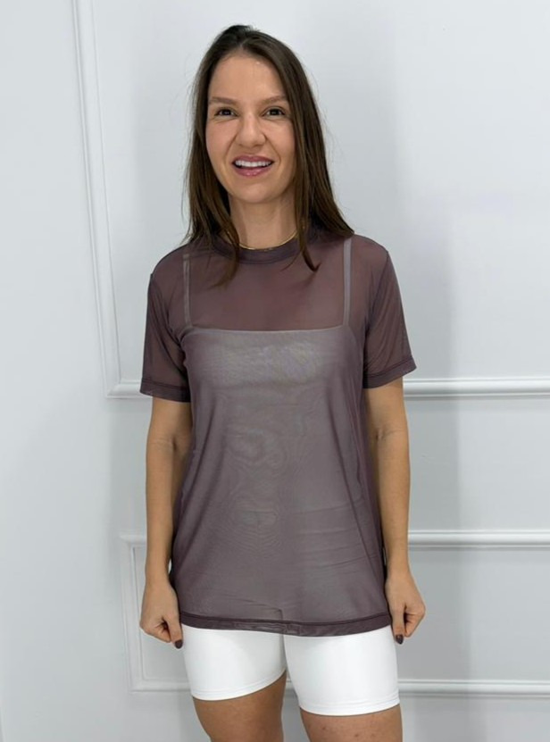 Camisetao de tule satim p/m