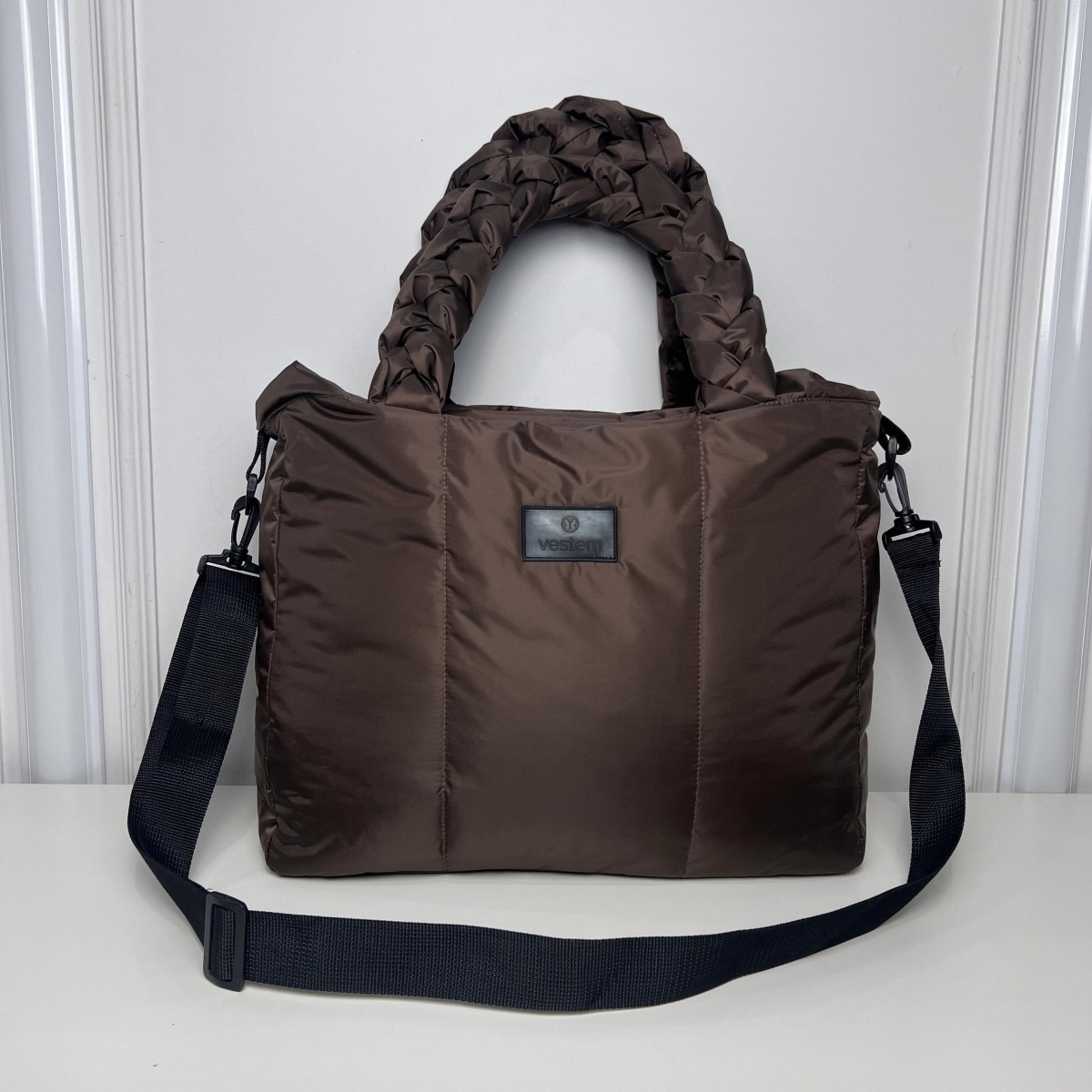 Bolsa trança matelassê - vestem - marrom coffe