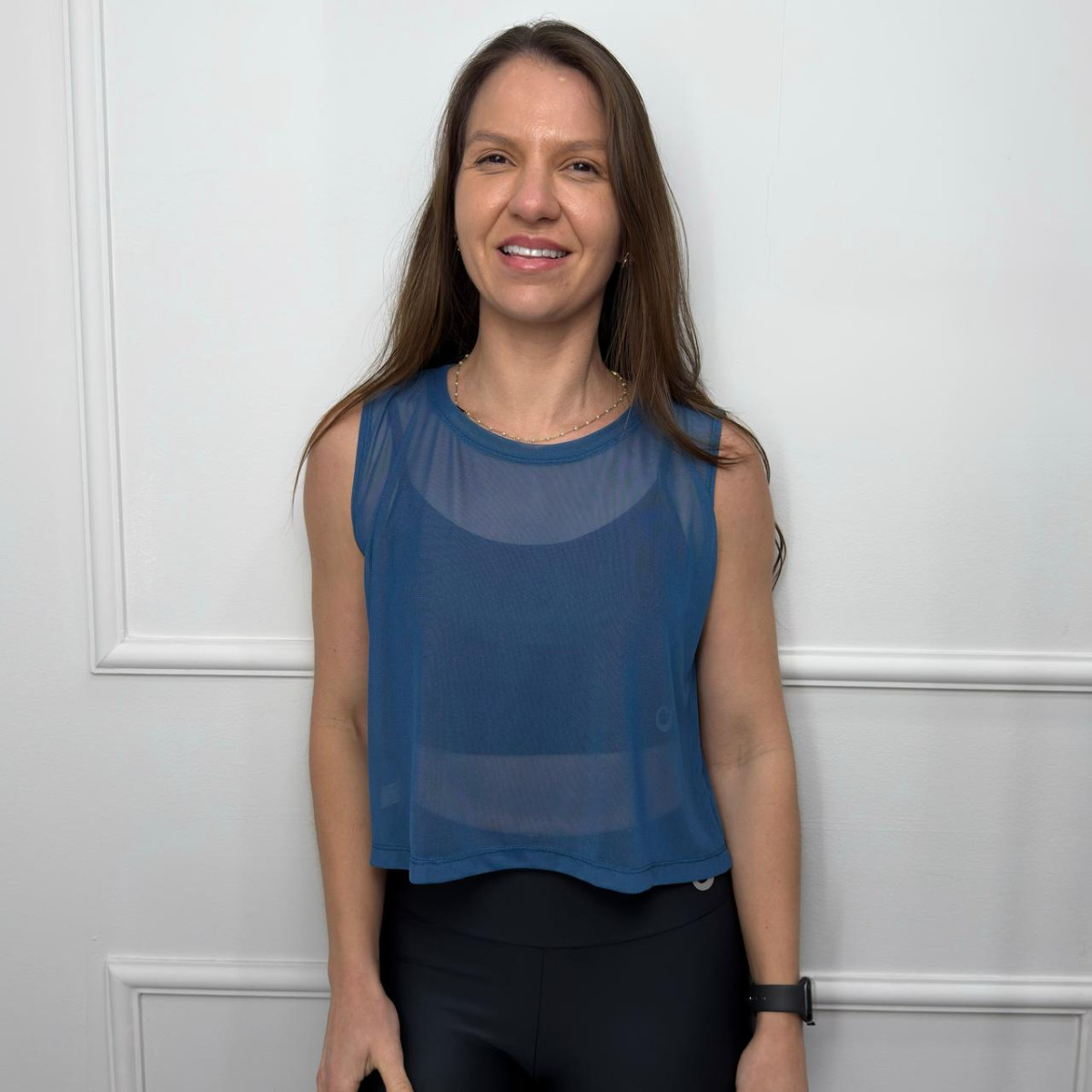 Cropped de tule - azul atalaia