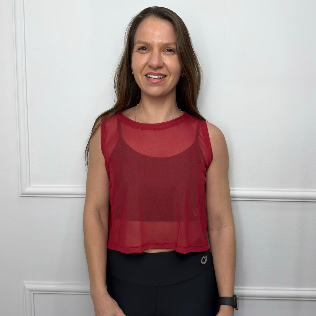 Cropped de tule - cereja