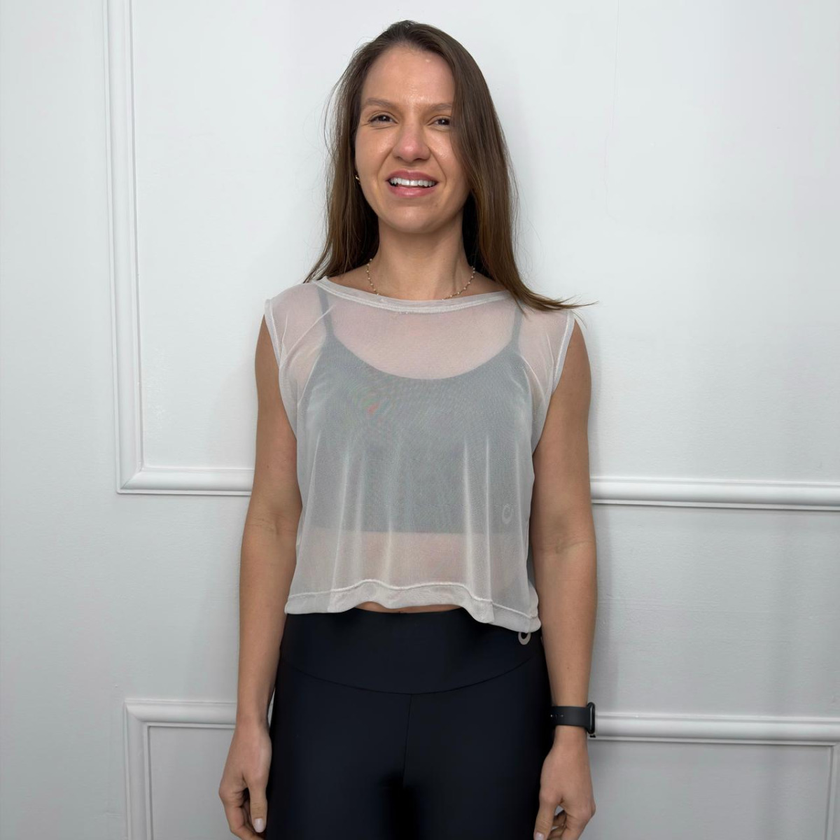 Cropped de tule - cinza