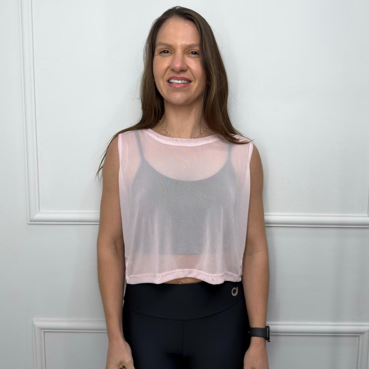 Cropped de tule - rosa bebê