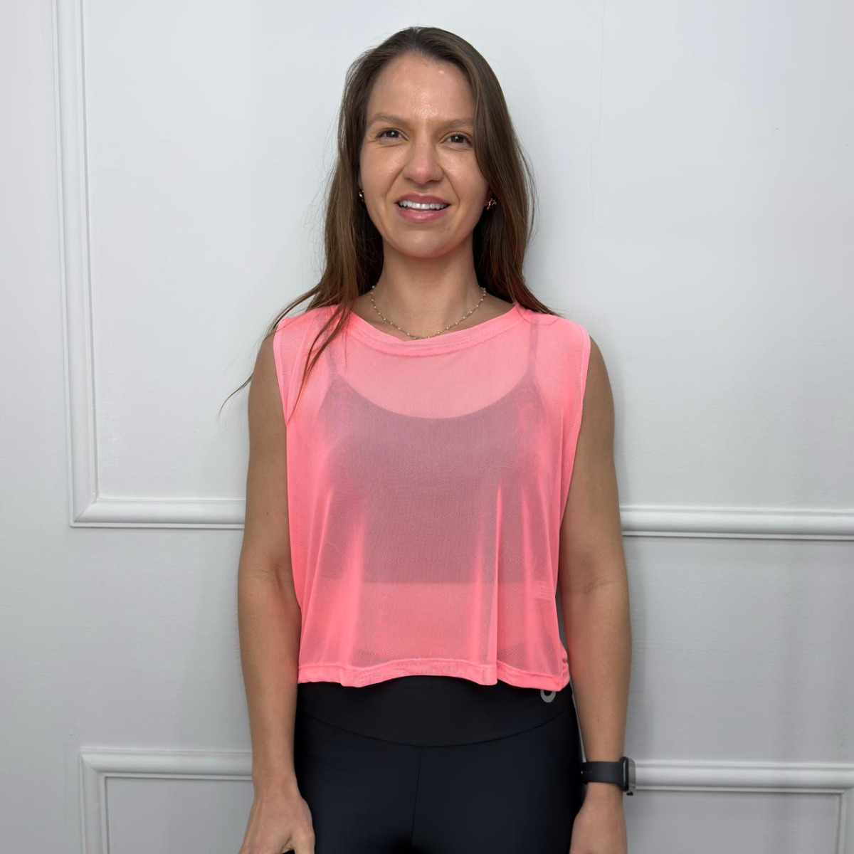 Cropped de tule - rosa neon