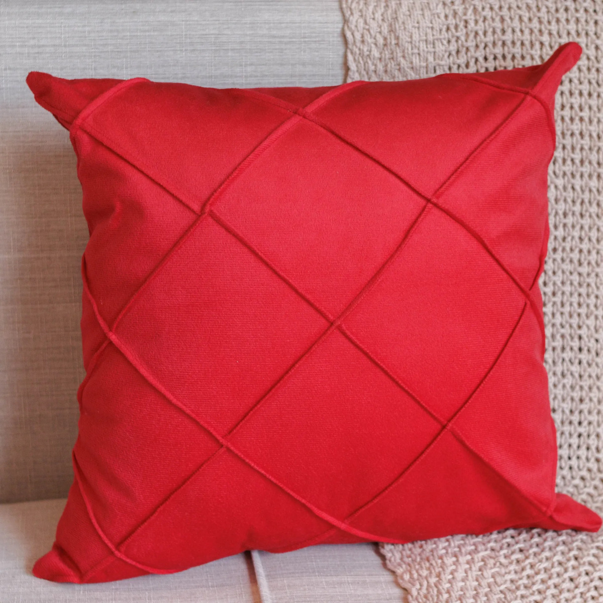 Capa almofada drapeada vermelho 45x45