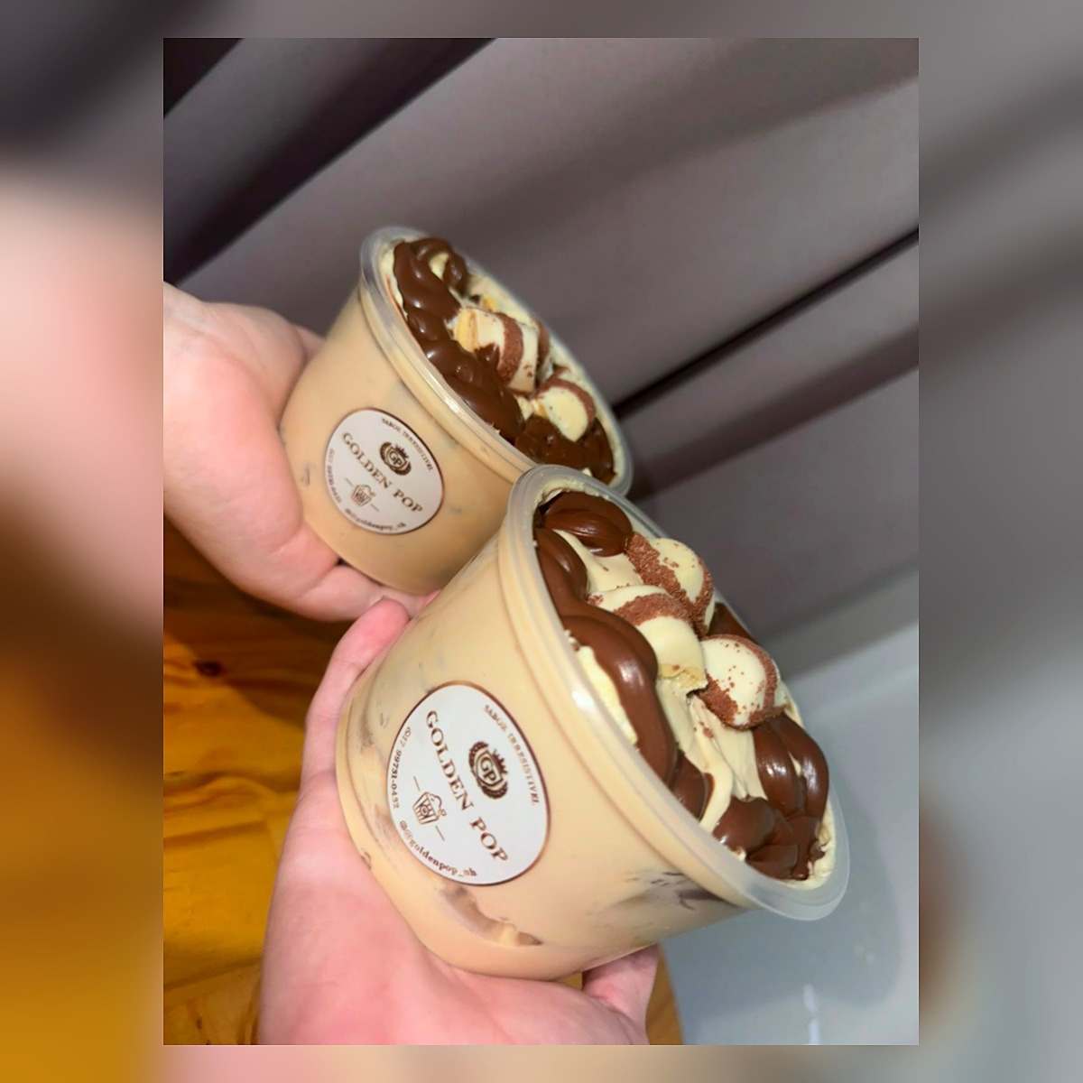 Pote de Sobremesa Golden Pop Kinder Bueno White Com Nutella 500ml