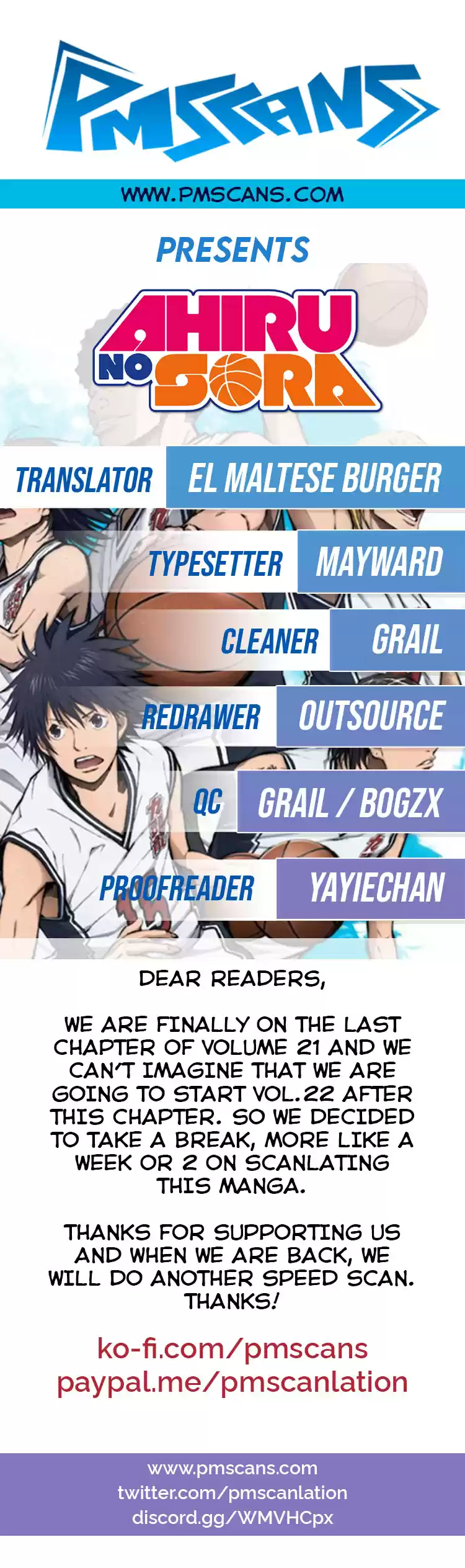 Ahiru no Sora Vol. 21 Ch. 158.1 Stop, Drop and Roll