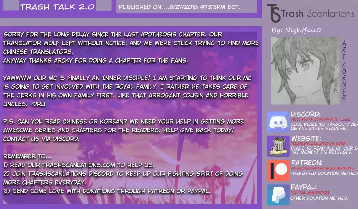 Apotheosis Elevation to the status of a god Ch. 53 Inner Sect Competition