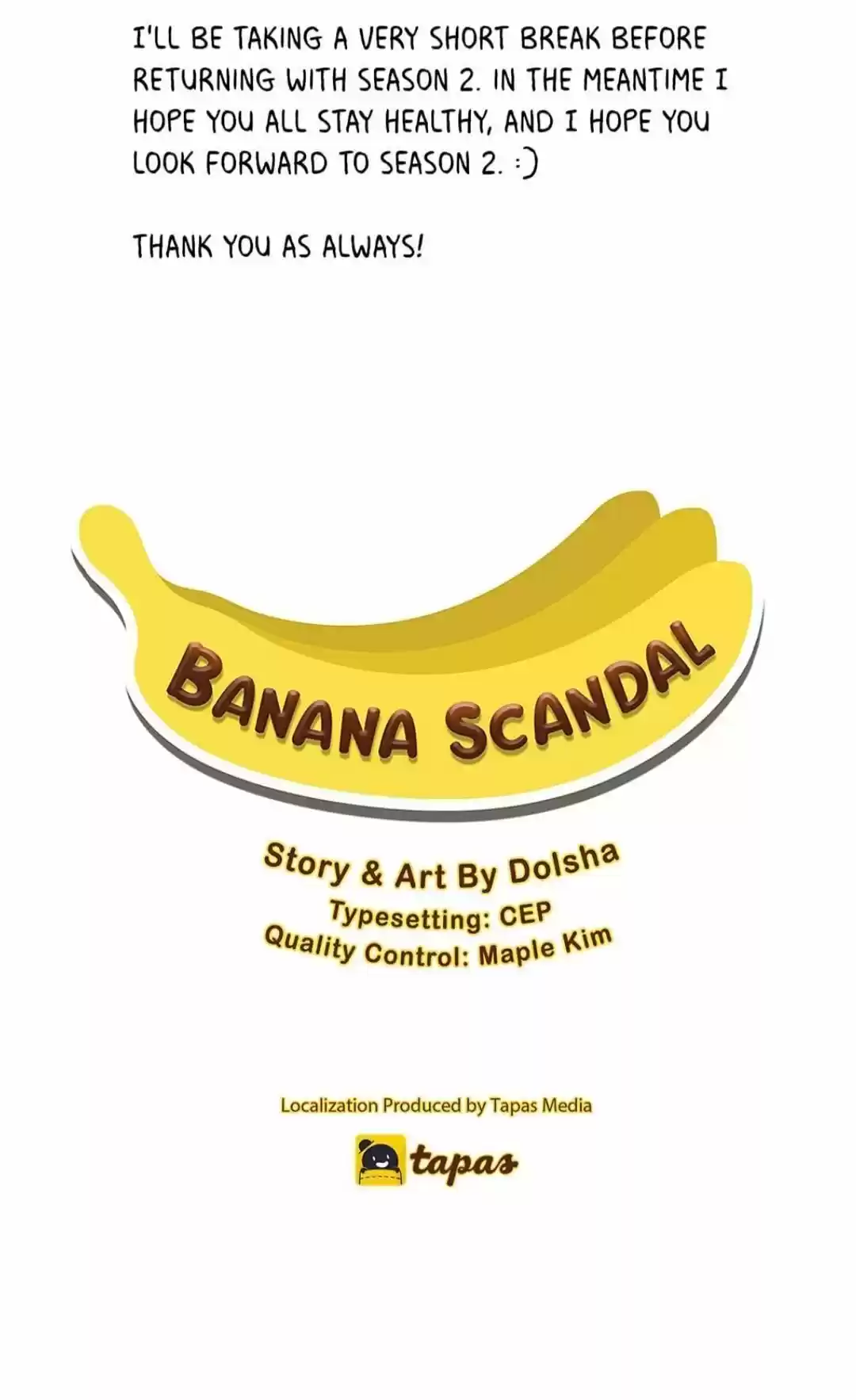 Banana Scandal Chapter 66 : Season One End Note