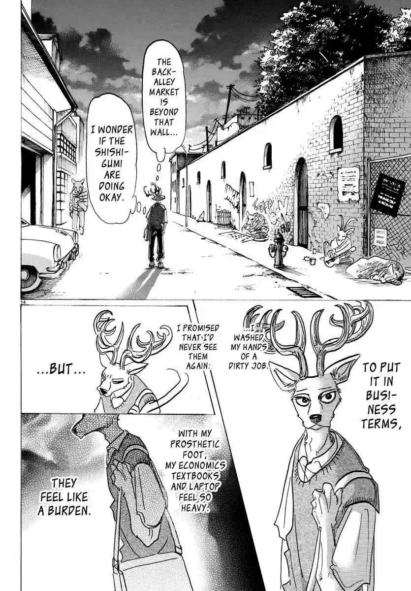 Beastars Ch. 130 His Lead Colored Prosthetic Leg is Sometimes Rainbow Colored Under the Sun