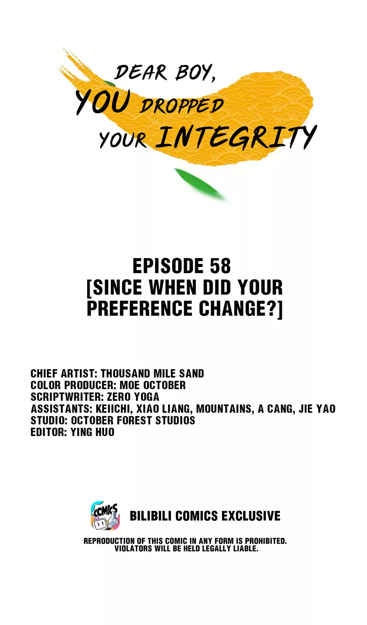 Dear Boy, You Dropped Your Integrity 61 Since When Did Your Preference Change?