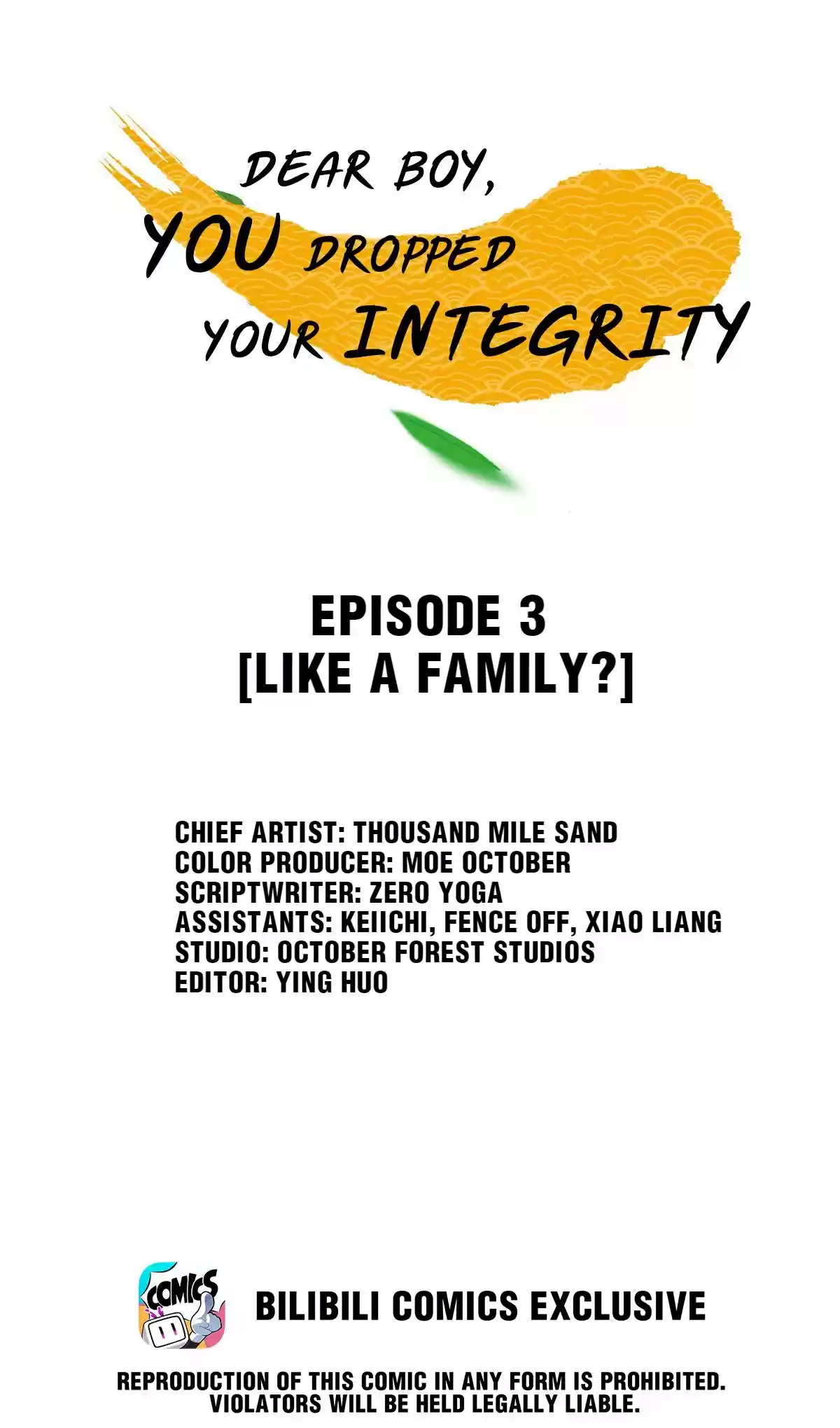 Dear Boy, You Dropped Your Integrity Chapter 3: Like A Family?