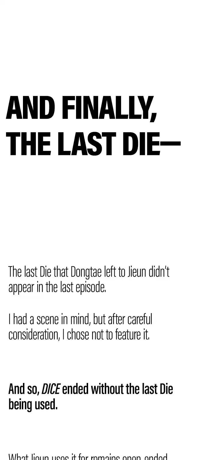 DICE: The Cube That Changes Everything 388 Afterword [END]