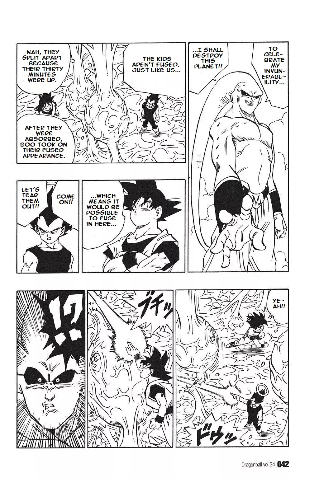 Dragon Ball Vol. 42 Ch. 506 Goku and Vegeta Inside of Boo
