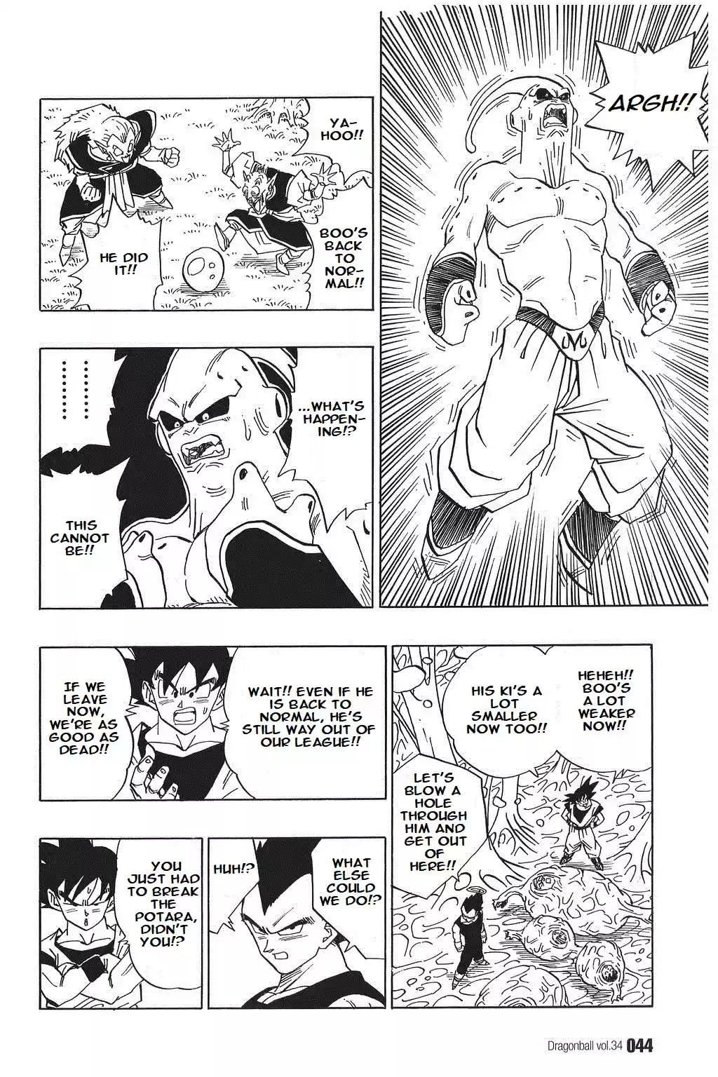 Dragon Ball Vol. 42 Ch. 506 Goku and Vegeta Inside of Boo