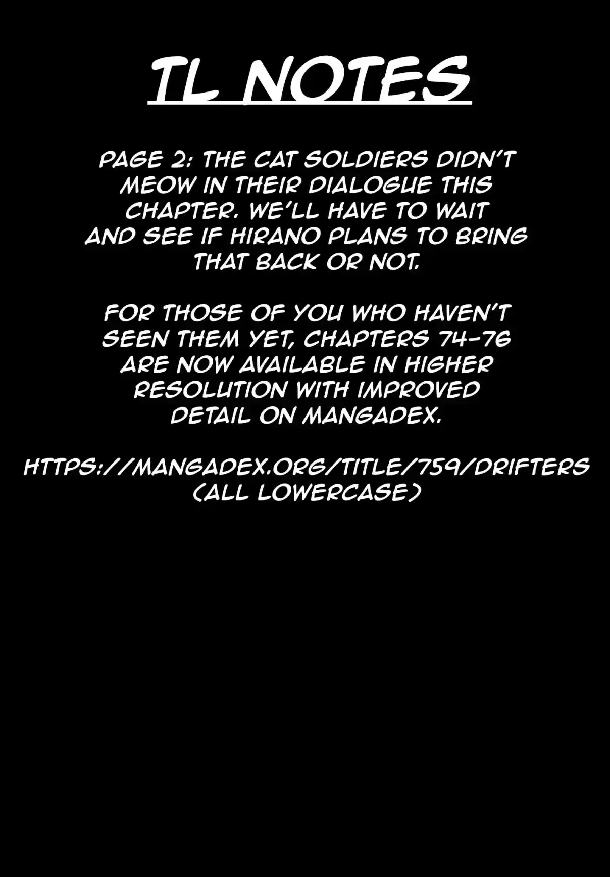 Drifters Ch. 77 Running Solo Song