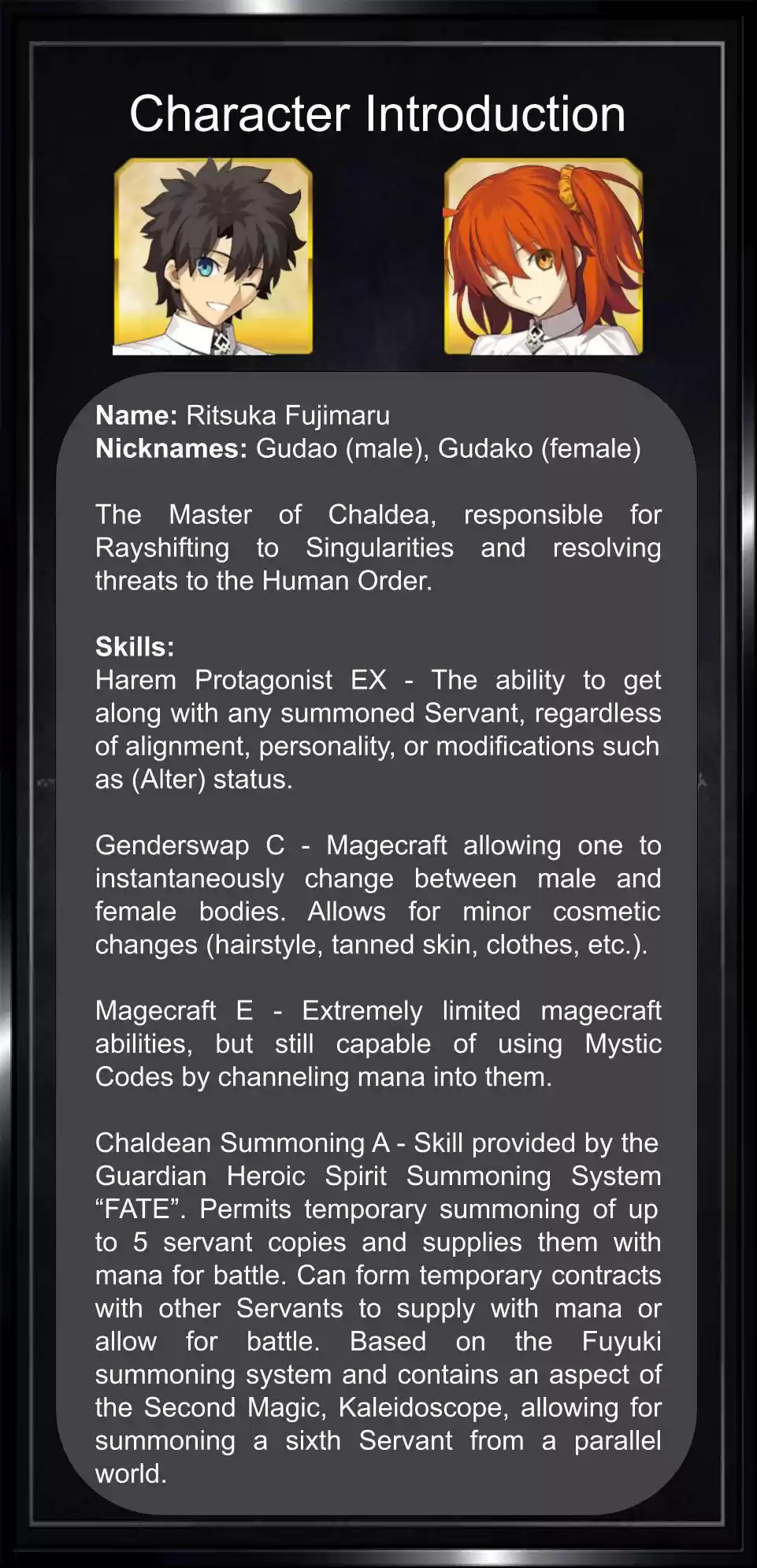 Fate/Grand Order Daily Chaldea (Doujinshi) Ch. 0000 Protagonist Introduction