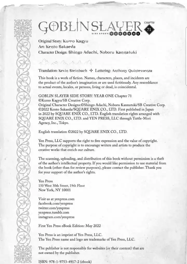 Goblin Slayer Chapter 71