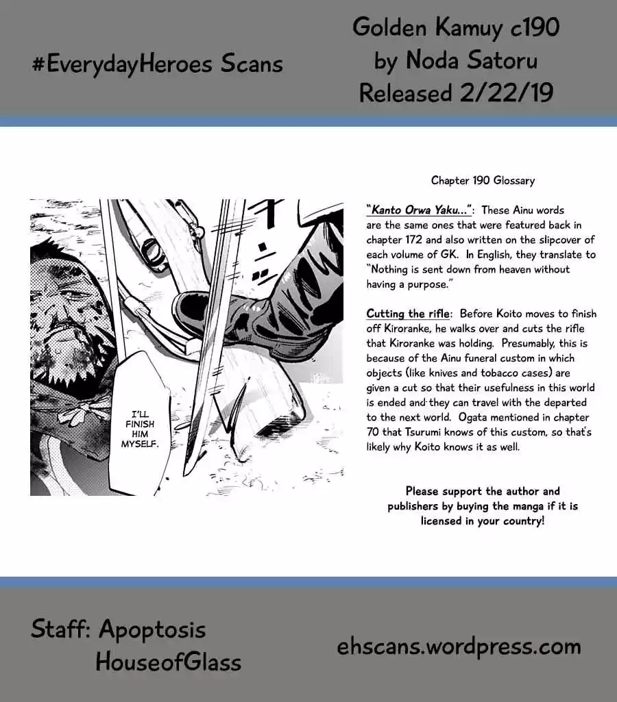 Golden Kamuy Ch. 190 For Tomorrow's Sake