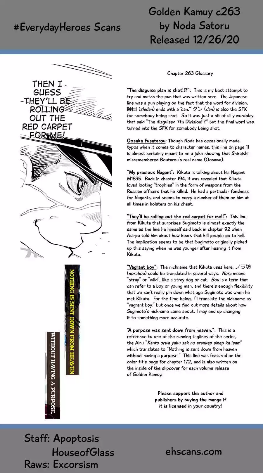 Golden Kamuy Ch. 263 Oosawa Fusatarou, Also Known as Boutarou the Pirate