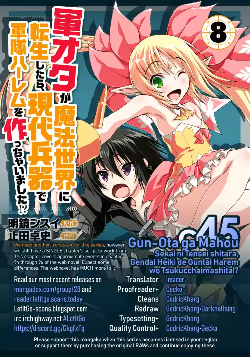 Gun Ota ga Mahou Sekai ni Tensei shitara, Gendai Heiki de Guntai Harem wo Tsukucchaimashita!? Vol. 8 Ch. 45