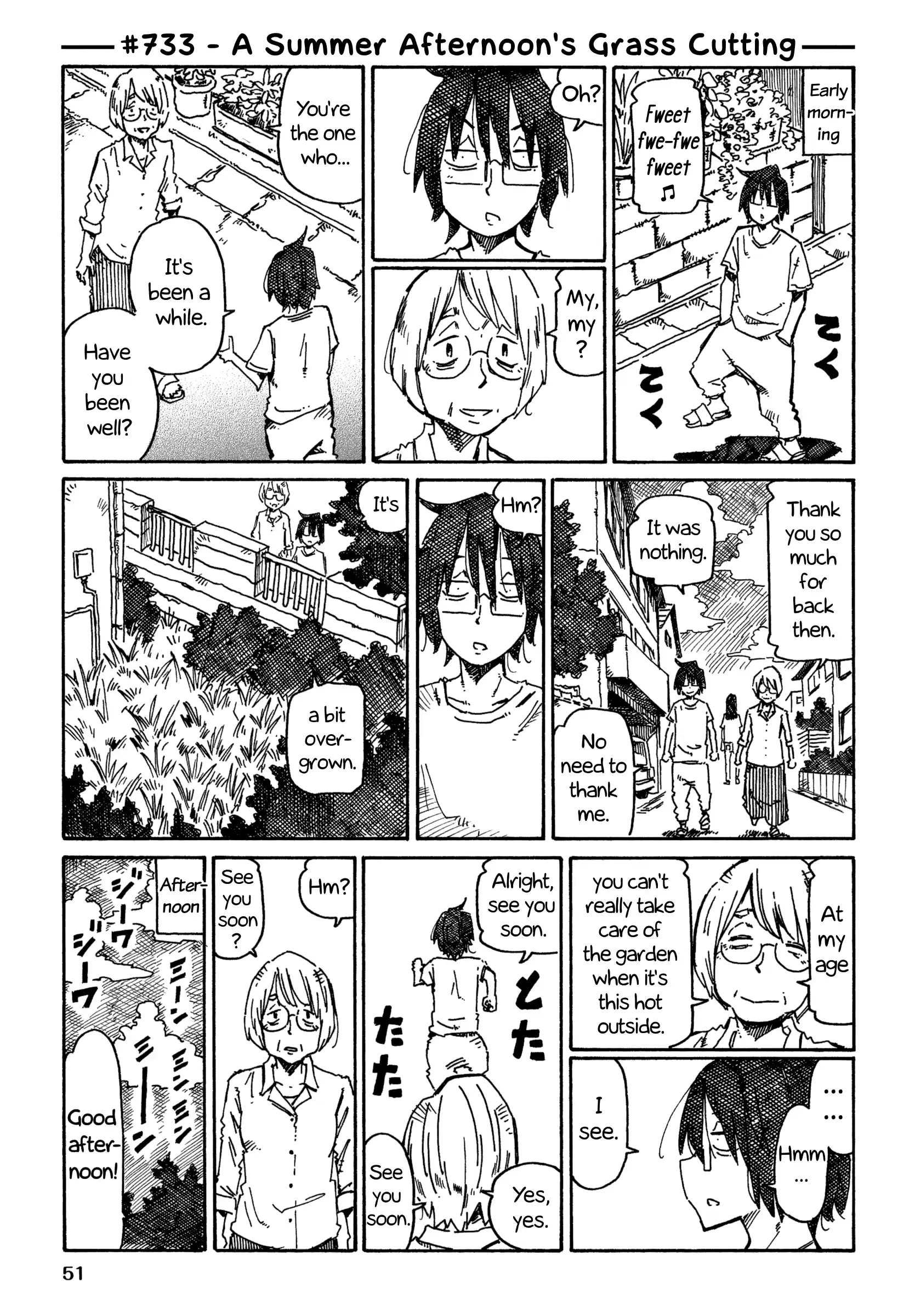Hatarakanai Futari (The Jobless Siblings) Vol.12 Chapter 733: A Summer Afternoon's Grass Cutting