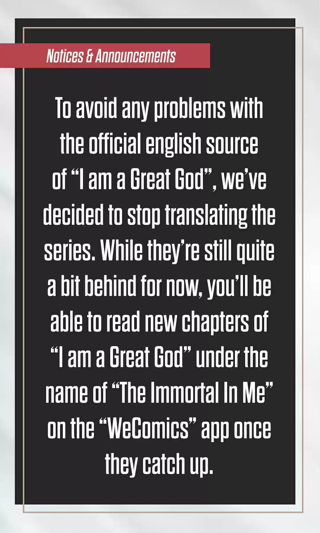 I am a Great God Ch. 47 All good things must come to an end!