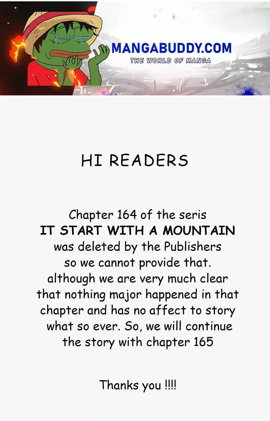 It Starts With A Mountain Chapter 164