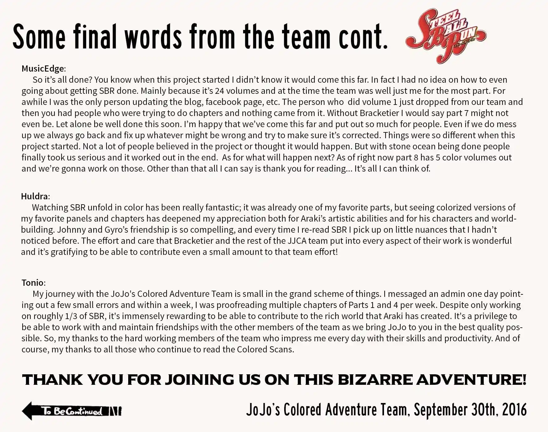 JoJo’s Bizarre Adventure Chapter 847