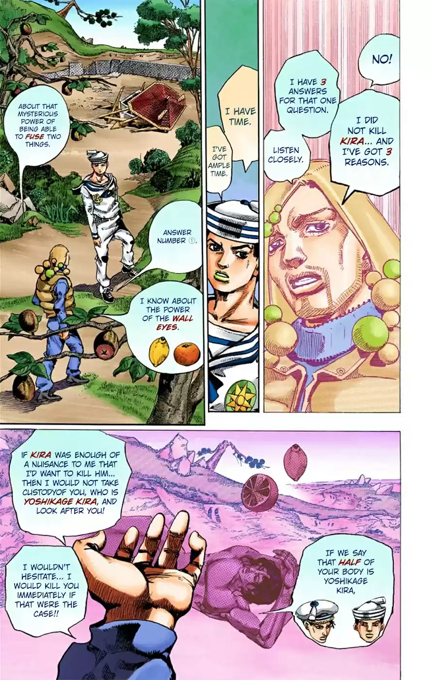 JoJo's Bizarre Adventure Part 8 JoJolion [Official Colored] Vol. 7 Ch. 27 Norisuke Higashikata, Tsurugi Higashikata, and Yotsuyu Yayagiyama Part 1