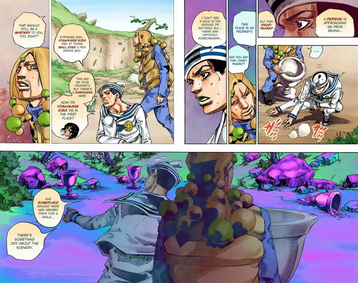 JoJo's Bizarre Adventure Part 8 JoJolion [Official Colored] Vol. 7 Ch. 27 Norisuke Higashikata, Tsurugi Higashikata, and Yotsuyu Yayagiyama Part 1