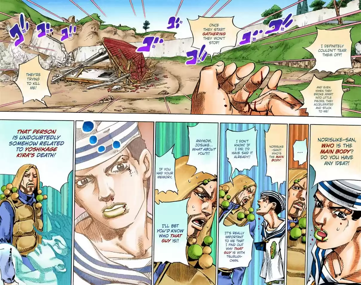 JoJo's Bizarre Adventure Part 8 JoJolion [Official Colored] Vol. 7 Ch. 28 Norisuke Higashikata, Tsurugi Higashikata, and Yotsuyu Yayagiyama Part 2
