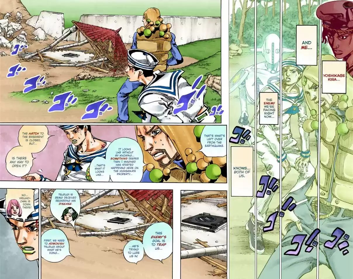 JoJo's Bizarre Adventure Part 8 JoJolion [Official Colored] Vol. 7 Ch. 28 Norisuke Higashikata, Tsurugi Higashikata, and Yotsuyu Yayagiyama Part 2